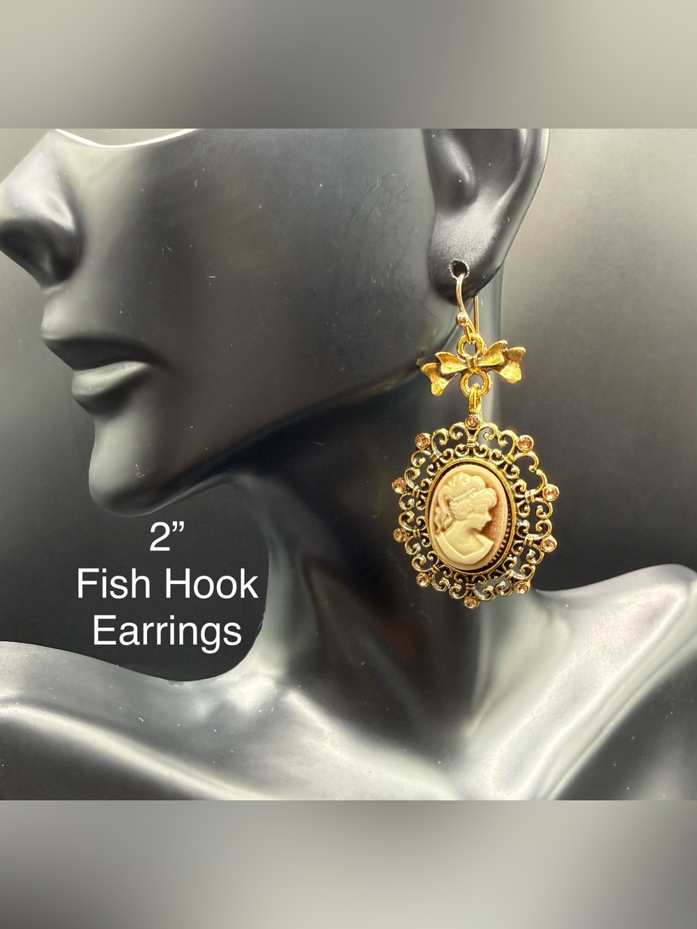 Cameo Fish Hook Earrings
